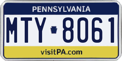 PA license plate MTY8061