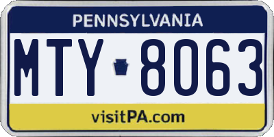 PA license plate MTY8063