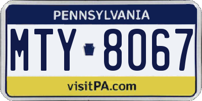 PA license plate MTY8067