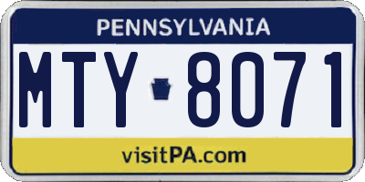 PA license plate MTY8071