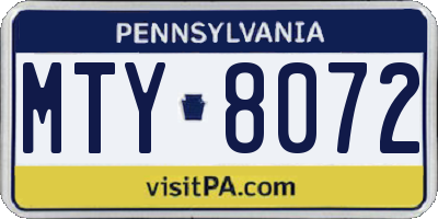 PA license plate MTY8072