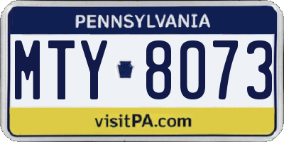 PA license plate MTY8073