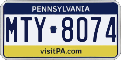 PA license plate MTY8074