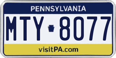 PA license plate MTY8077