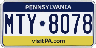 PA license plate MTY8078