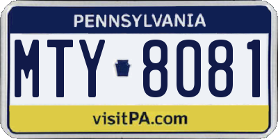 PA license plate MTY8081