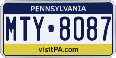 PA license plate MTY8087