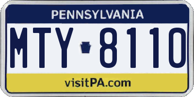 PA license plate MTY8110