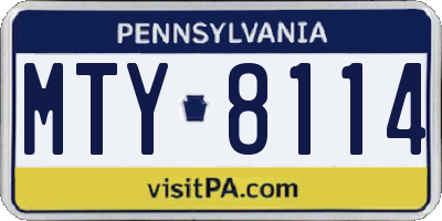 PA license plate MTY8114