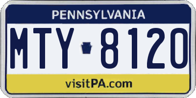 PA license plate MTY8120