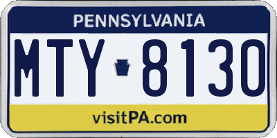 PA license plate MTY8130