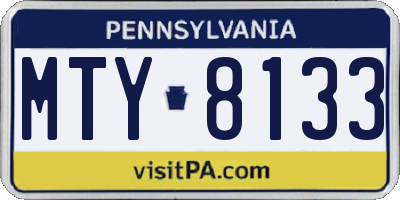 PA license plate MTY8133