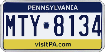 PA license plate MTY8134