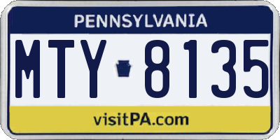 PA license plate MTY8135