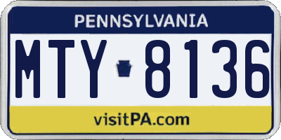 PA license plate MTY8136