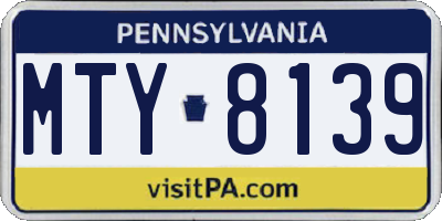 PA license plate MTY8139