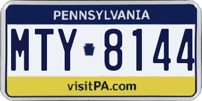 PA license plate MTY8144