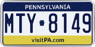 PA license plate MTY8149