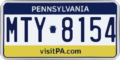 PA license plate MTY8154