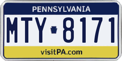 PA license plate MTY8171