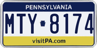 PA license plate MTY8174