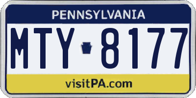 PA license plate MTY8177