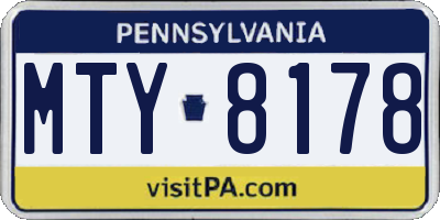PA license plate MTY8178