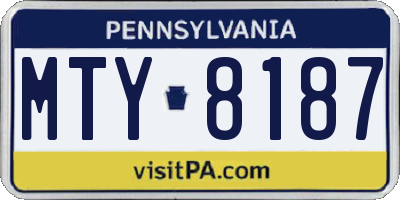 PA license plate MTY8187