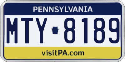 PA license plate MTY8189