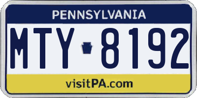 PA license plate MTY8192