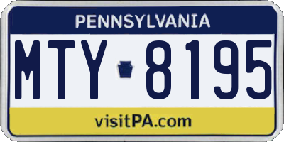 PA license plate MTY8195