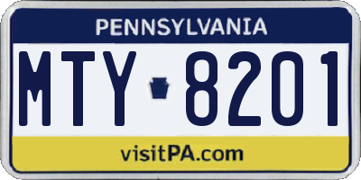 PA license plate MTY8201