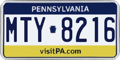 PA license plate MTY8216