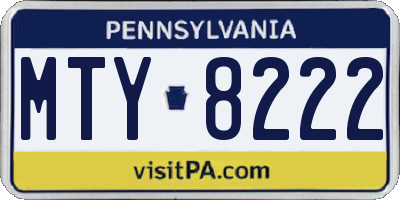 PA license plate MTY8222