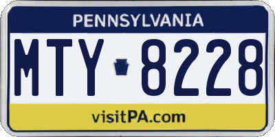 PA license plate MTY8228