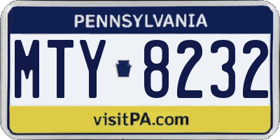 PA license plate MTY8232
