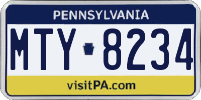 PA license plate MTY8234