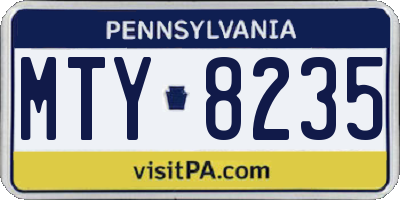 PA license plate MTY8235