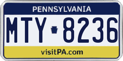 PA license plate MTY8236