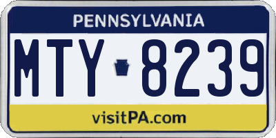 PA license plate MTY8239