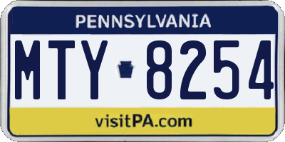 PA license plate MTY8254