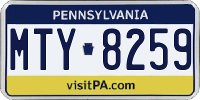 PA license plate MTY8259