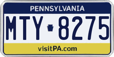 PA license plate MTY8275