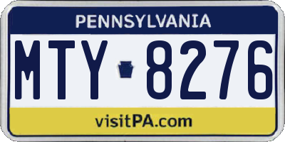 PA license plate MTY8276