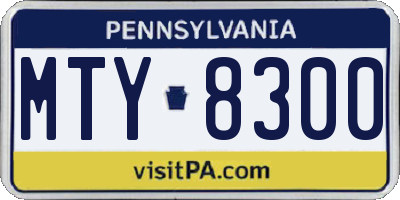 PA license plate MTY8300