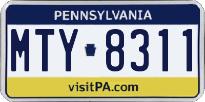 PA license plate MTY8311