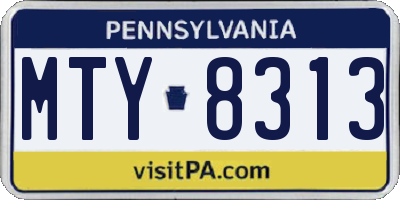 PA license plate MTY8313