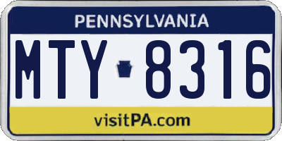 PA license plate MTY8316