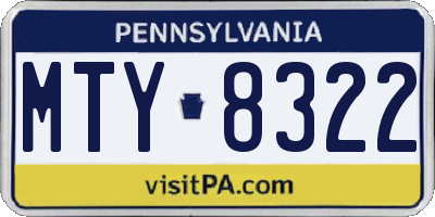 PA license plate MTY8322