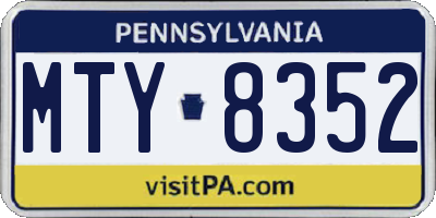 PA license plate MTY8352